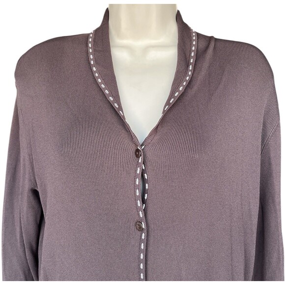 NWT Venini Long Sleeve Belted Long Cardigan Womens Size Small Brown‎ Button Down - Picture 3 of 13